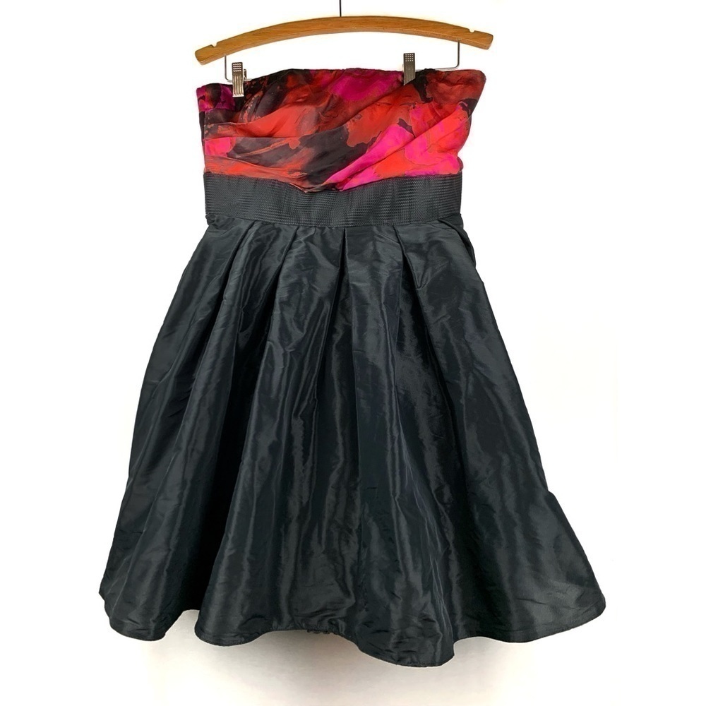 Theia strapless silk blend dress with full skirt